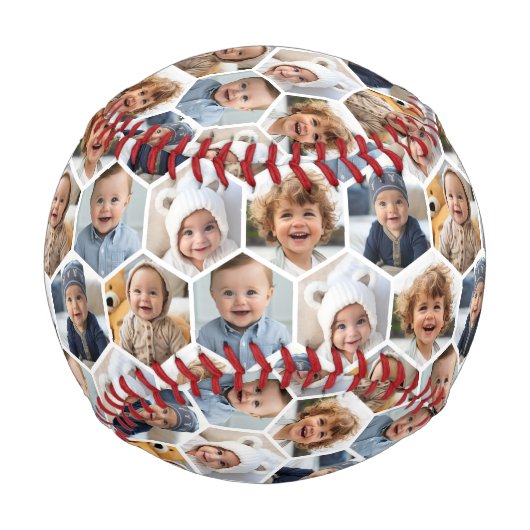 Balle De Baseball 5 Photo Collage Honeycomb Hexagon Motif - blanc (Devant)