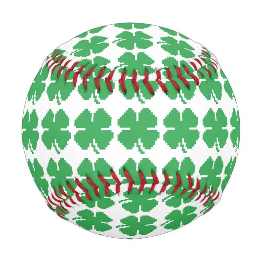 Balle De Baseball 8 bits Pixel Lucky Four Leaf Clocher (Devant)