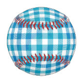 Balle De Baseball à damiers Buffalo Plaid bleu et blanc (Devant)