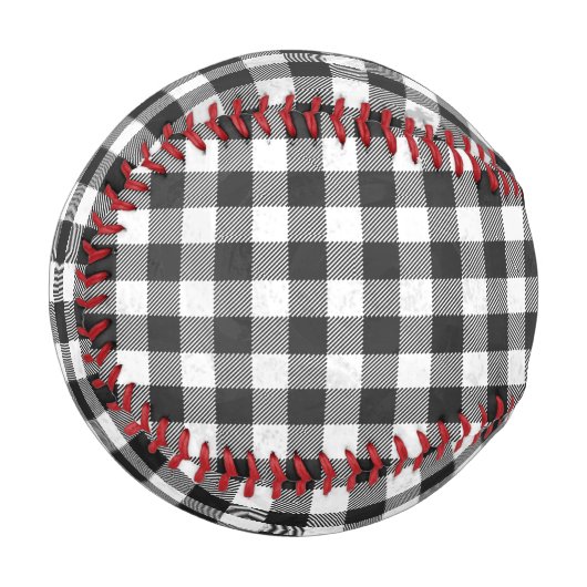 Balle De Baseball à damiers Plaid Noir Et Blanc (Devant Gauche)