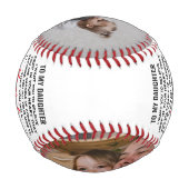 Balle De Baseball À Ma Fille De Papa Maman Citer & Custom 2 Photo (Dos)