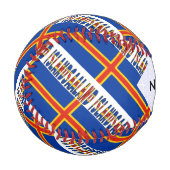 Balle De Baseball Aaland Îles Ålander Drapeau Carrelé Personnalisé (Devant Gauche)