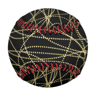Balle De Baseball Abstrait brillant d'or noir