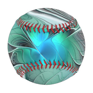 Balle De Baseball Abstrait De Bleu, Art Fractal Moderne
