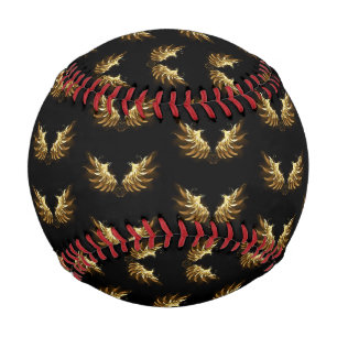 Balle De Baseball Ailes d'Ange d'or sur arrière - plan noir
