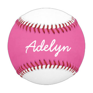 Balle De Baseball Ajouter un nom Base-ball blanc et rose personnalis