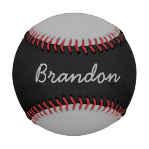 Balle De Baseball Ajouter un nom Custom Grey and Black Baseball