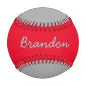 Balle De Baseball Ajouter un nom Custom Grey et Red Baseball (Devant)