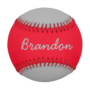 Balle De Baseball Ajouter un nom Custom Grey et Red Baseball