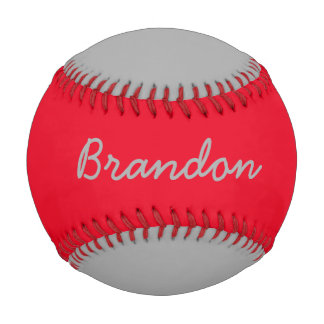 Balle De Baseball Ajouter un nom Custom Grey et Red Baseball