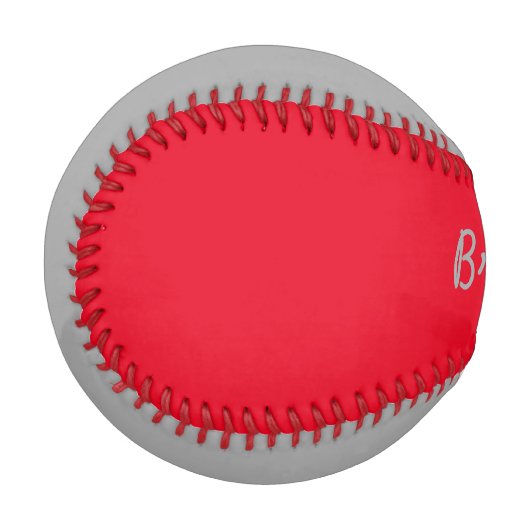 Balle De Baseball Ajouter un nom Custom Grey et Red Baseball (Devant Gauche)