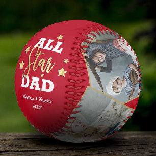 Balle De Baseball All-Star Papa Fête des pères photo Collage rouge