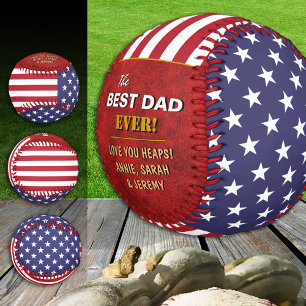 Balle De Baseball America Best Dad, patriotique USA, drapeau américa