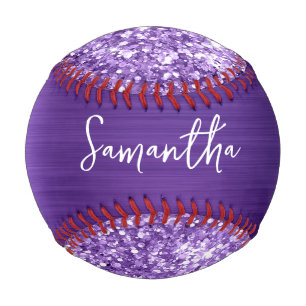 Balle De Baseball Améthyste Violette Étincelante Nom Glam