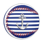 Balle De Baseball Ancre Chrome sur la marine nautique Bleu Stripes I (Devant Gauche)