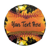 Balle De Baseball Animaux sauvages sur le coucher de soleil de la sa (Dos)