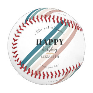 Balle De Baseball Anniversaire Design minimaliste aux couleurs paste