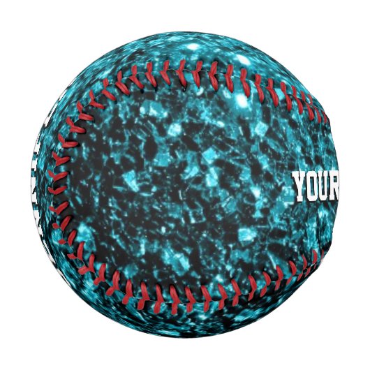 Balle De Baseball Aqua blue parties scintillant scintille Votre nom  (Devant Gauche)