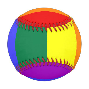 Balle De Baseball Aquarelle arc-en-ciel solide