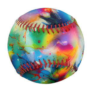 Balle De Baseball Aquarelle bleu rouge jaune vert Abstraction