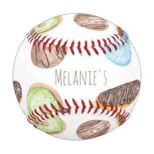 Balle De Baseball Aquarelle Eclair Donuts plaisir Whimiscal Sweet