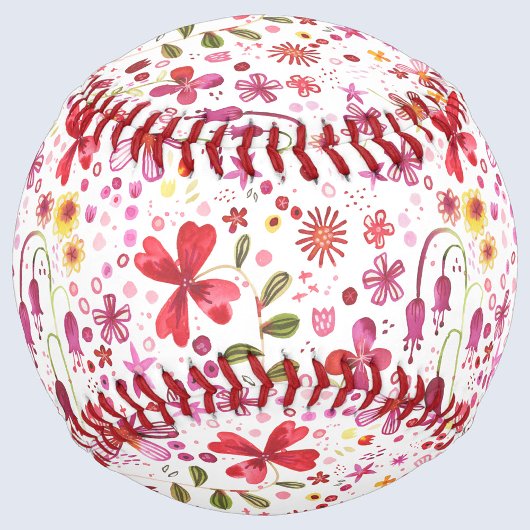 Balle De Baseball Aquarelle florale moderne