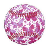 Balle De Baseball Aquarelle papillon Magenta Rose (Dos)