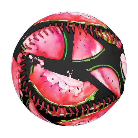 Balle De Baseball Aquarelle Pastèque 2 (Devant Gauche)