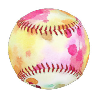Balle De Baseball Aquarelle Pink Yellow Orange Art Baseball