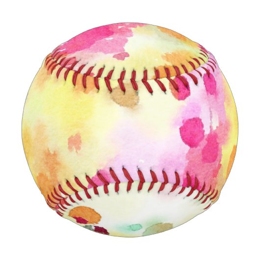Balle De Baseball Aquarelle Pink Yellow Orange Art Baseball (Devant)