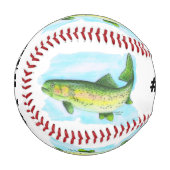 Balle De Baseball Aquarelle Rainbow Trout Basball (Devant Gauche)