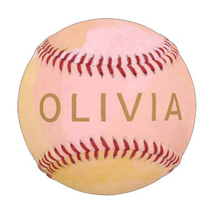 Balle De Baseball Aquarelle rose et or Peinture Abstraite