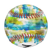 Balle De Baseball Aquarelle vert abstrait, bleu (Dos)