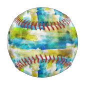 Balle De Baseball Aquarelle vert abstrait, bleu (Devant)