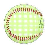 Balle De Baseball Aquarelle vert plaid ginham personnalisé ajouter t (Devant Gauche)