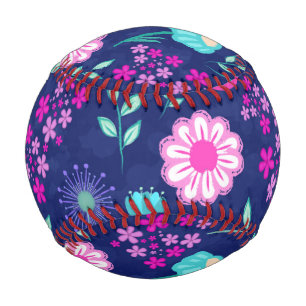 Balle De Baseball Arrière - plan à motif floral mignon