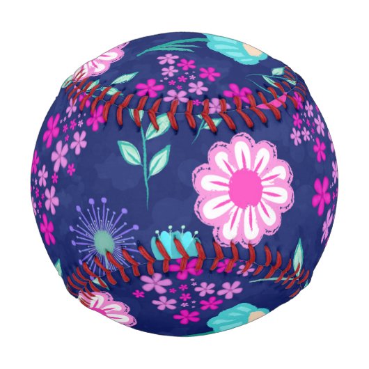 Balle De Baseball Arrière - plan à motif floral mignon (Devant)