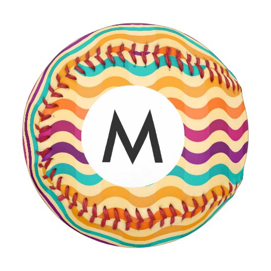 Balle De Baseball Arrière - plan avec rayures dans rétro 2 (Devant Gauche)