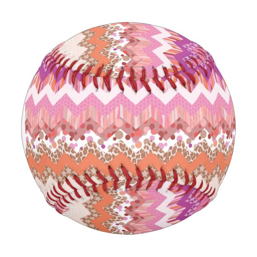 Balle De Baseball Arrière - plan de zigzag rose (Devant)