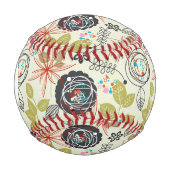 Balle De Baseball Arrière - plan floral Monogram (Devant)