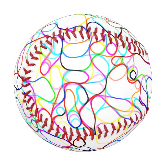Balle De Baseball Art Abstrait multicolore Curvy (Dos Droite)