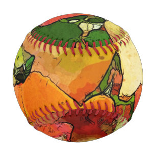 Balle De Baseball art floral vintage coloré arrière - plan 2