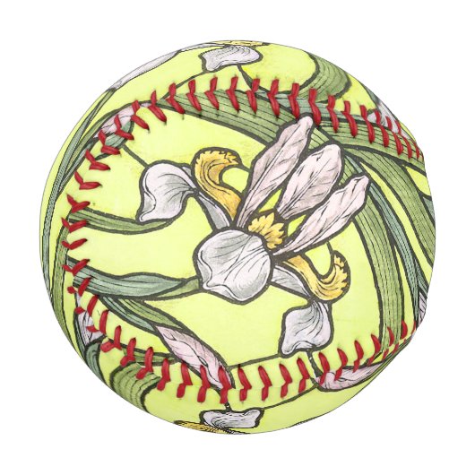 Balle De Baseball Art Nouveau Fleurs Iris Baseball Floral (Devant Gauche)