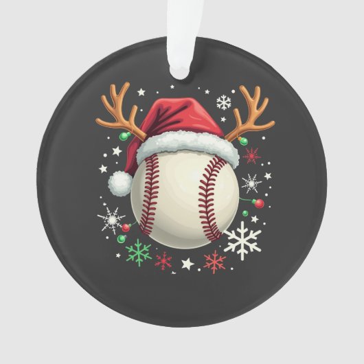Balle de baseball avec cornes de renne et Noël (devant)