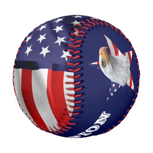Balle De Baseball Awesome Bald Eagle, Drapeau Américain, Star (Angle)