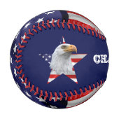 Balle De Baseball Awesome Bald Eagle, Drapeau Américain, Star (Devant Gauche)