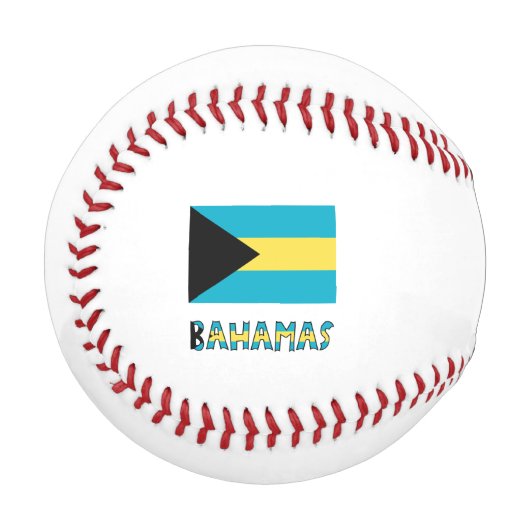 Balle De Baseball Bahamas et drapeau bahaméen avec votre nom (Devant Gauche)