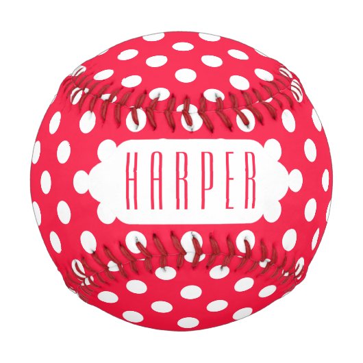 Balle De Baseball Bal de base-ball pois rouge et blanc (Devant)