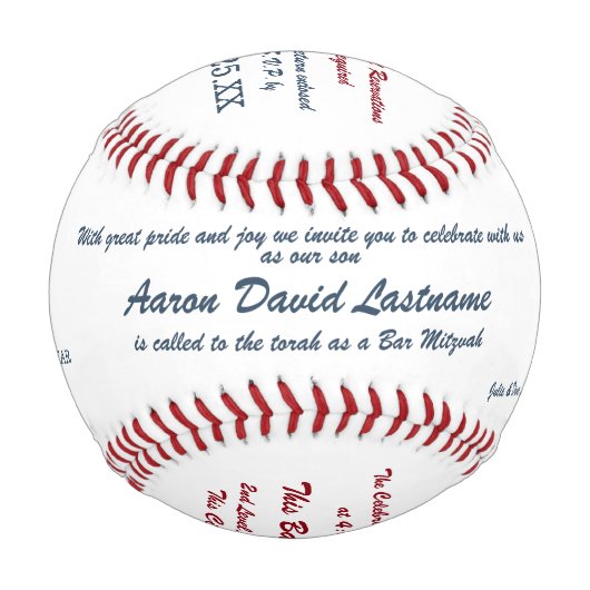 Balle De Baseball Bal Invitation Bar Mitzvah (Devant)