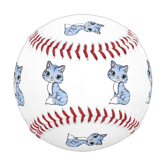 Balle De Baseball Bande dessinée mignonne de chat bleu (Devant)